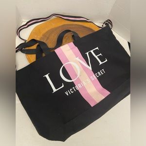 LOVE Victorias Secret Large Canvas OverNight Duffle Bag